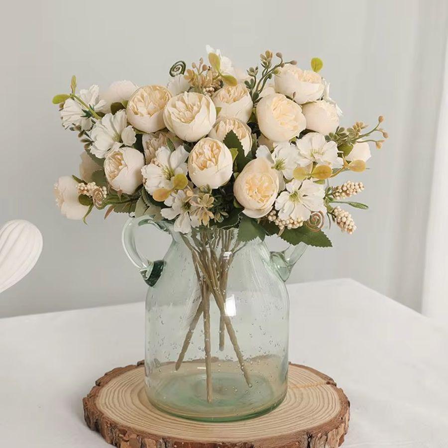 Artificial Flowers Tea Bud Rose Peony Wreath Wedding Wall Bridal Bouquet Home Room Table Garden Diy Gift Archway Decoration prop