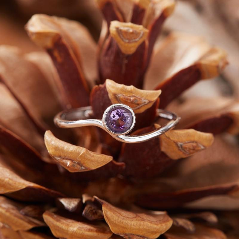 Womens Natural Amethyst Citrine Garnet Ring Geometric Jewelry