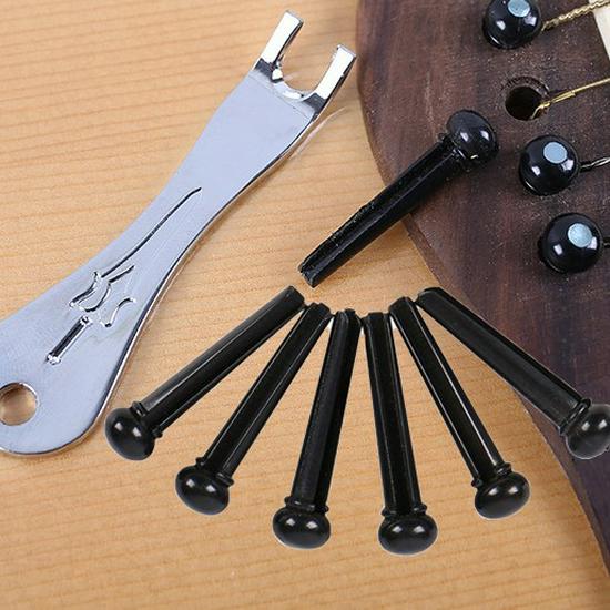 Folk-Gitarre Nagelzieher & Metall-Saitenstifte Set mit oberem & unterem Sattel