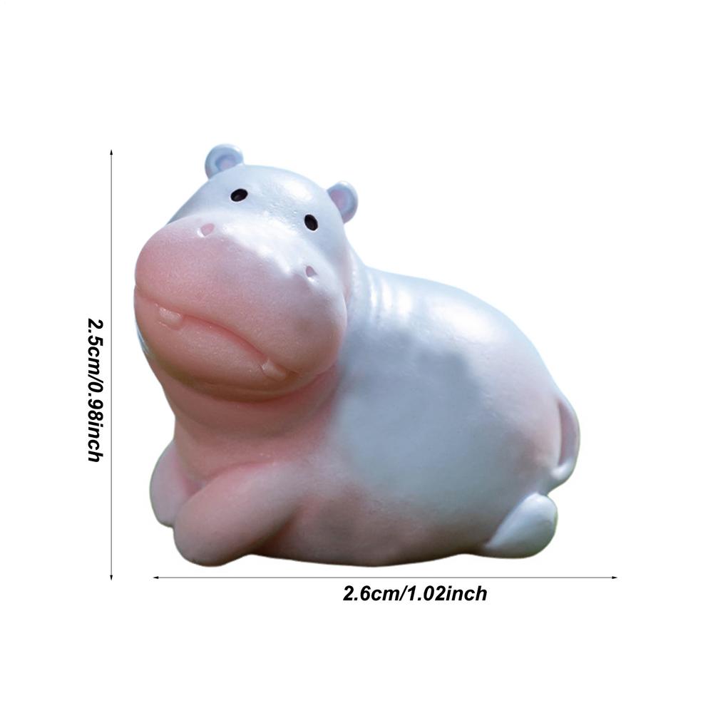 Mini Cute Hippo Resin Figurines Car Interior Animal Accessory Baby Hippo Sculpture Desk Decoration Home Desk Decoration