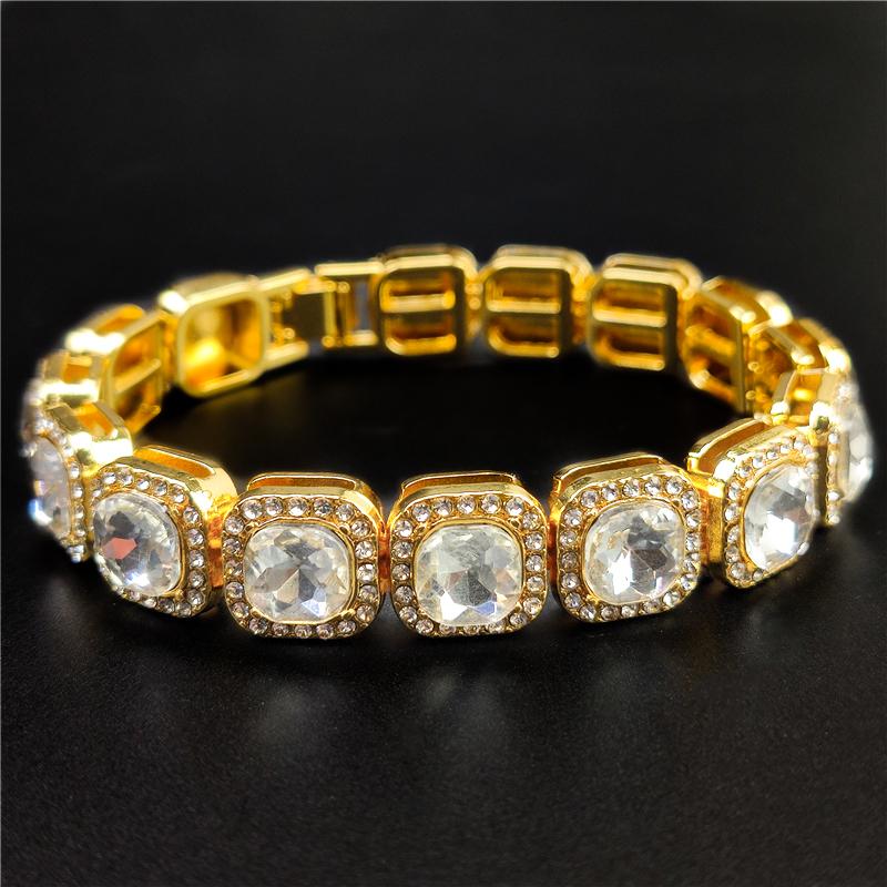 Hip Hop Plně Křišťálové 13mm Čtvercové Tenisové Náramky pro Muže Ženy Bling Kamínkový Kubánský Řetízek Luxusní Šperky