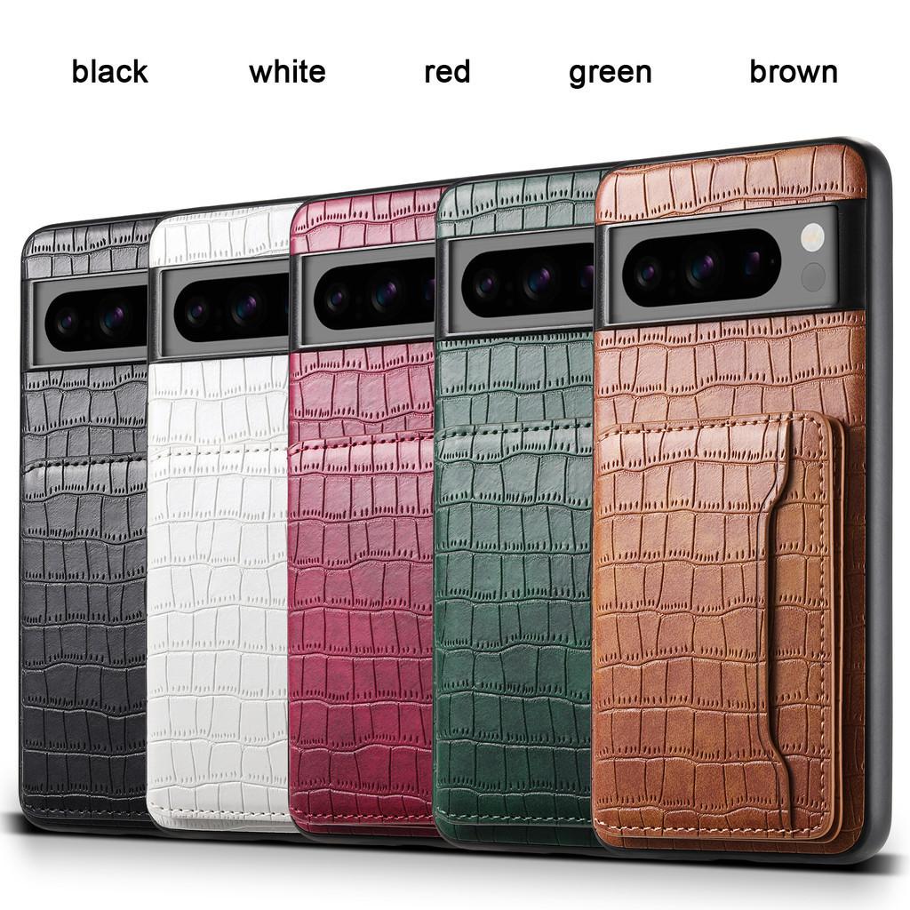 Luksusowe Etui ze Skóry o Fakturze Krokodyla Dla Google Pixel 8 Pro 8A 7Pro 7A 6A Uchwyt na Karty Podstawka Portfel Flip Tylna Klapka