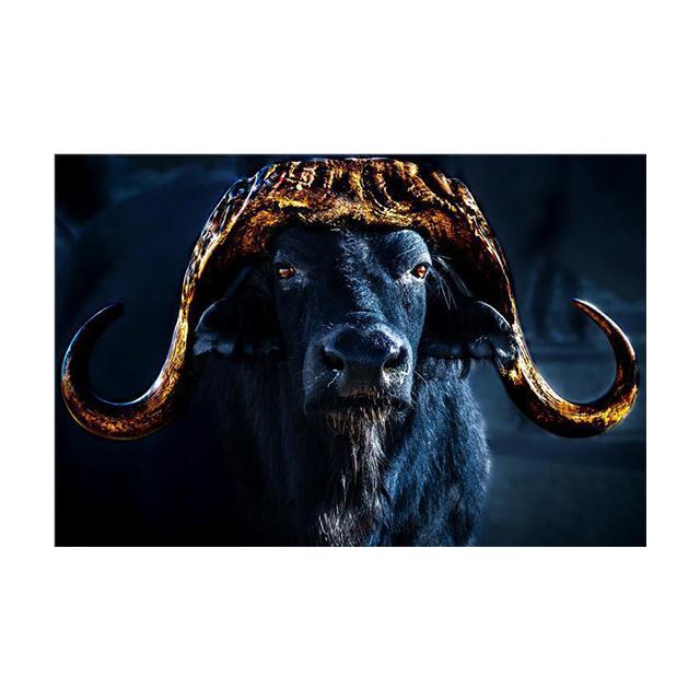 Gold Big Horned Animal On Black Background Prints Poster Canvas Painting Modern Wall Art Pictures Living Room Bedroom Home Decor