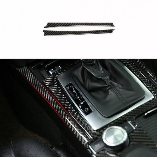 Cover Trim For Benz C-Class Real Carbon Fiber Console Gear Shift Both Side 07-14