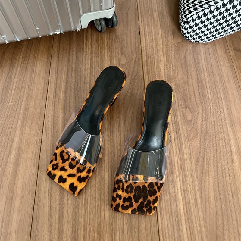 Pantoufles d'été de créateur pour femmes, chaussures élégantes en PVC transparent, sandales décontractées à talons hauts