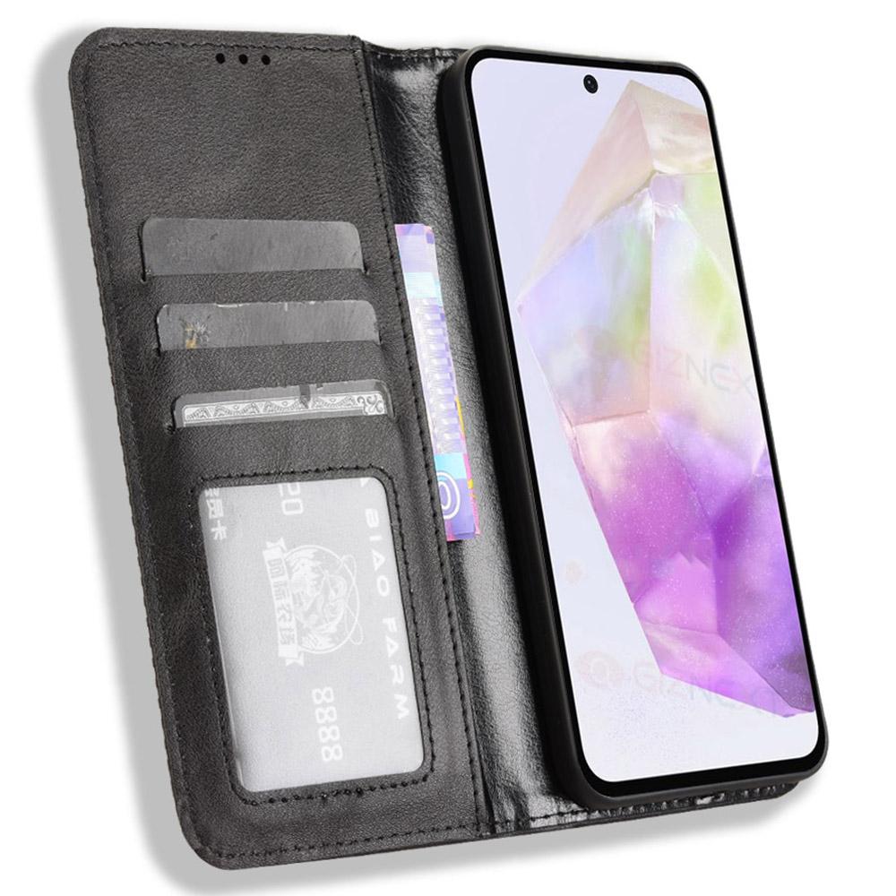 

For Samsung Galaxy A56 5G Leather Case Wallet Stand Retro Texture Phone Cover Brown
