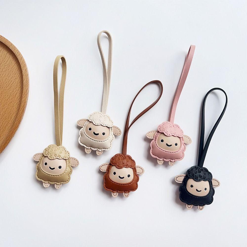 Goat PU Leather Sheep Bag Charm Cartoon Sheep Keychain Fashion Lamb Pendant Bag Decoration