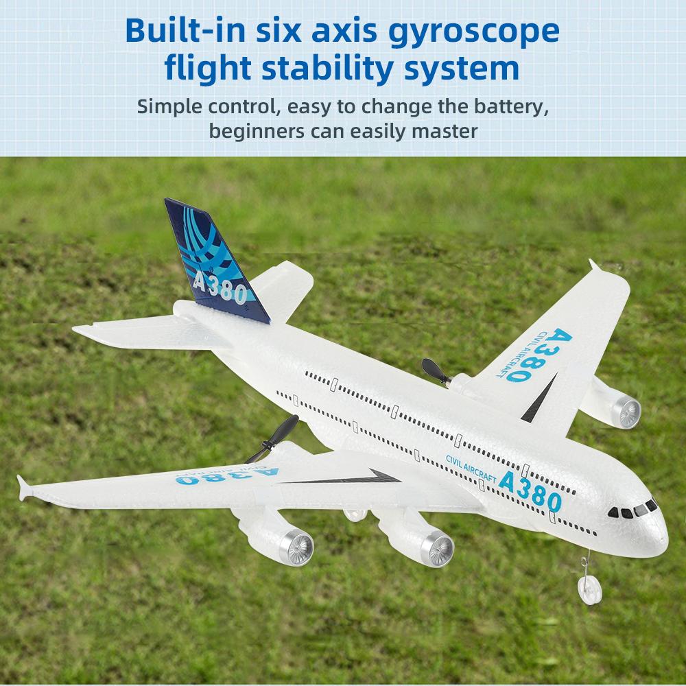 Non-Toxic 3Ch 2Ch A380 Rc Plane Glider Airplanes Remote Control Foam Aircraft Fixed Wing Aircraft 6 Gyroscope Model Airplane Toys Hobbies