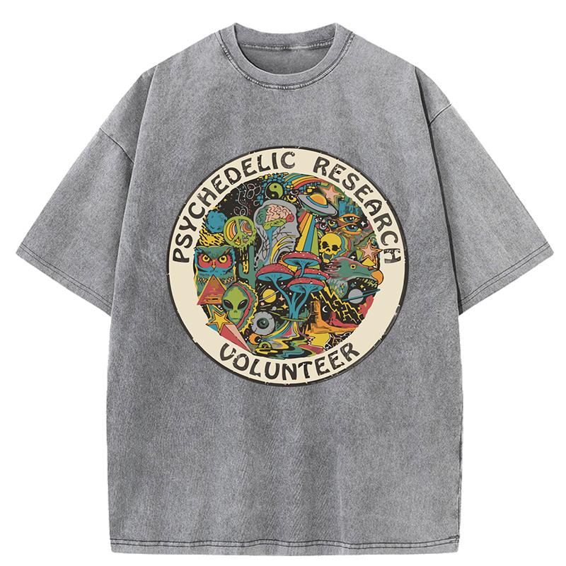 Onderzoek Vrijwilliger Paddenstoel Print Gewassen T-shirt Vrouw Katoenen T-shirt Sport Zomerkleding Joggen Los Kort Riem