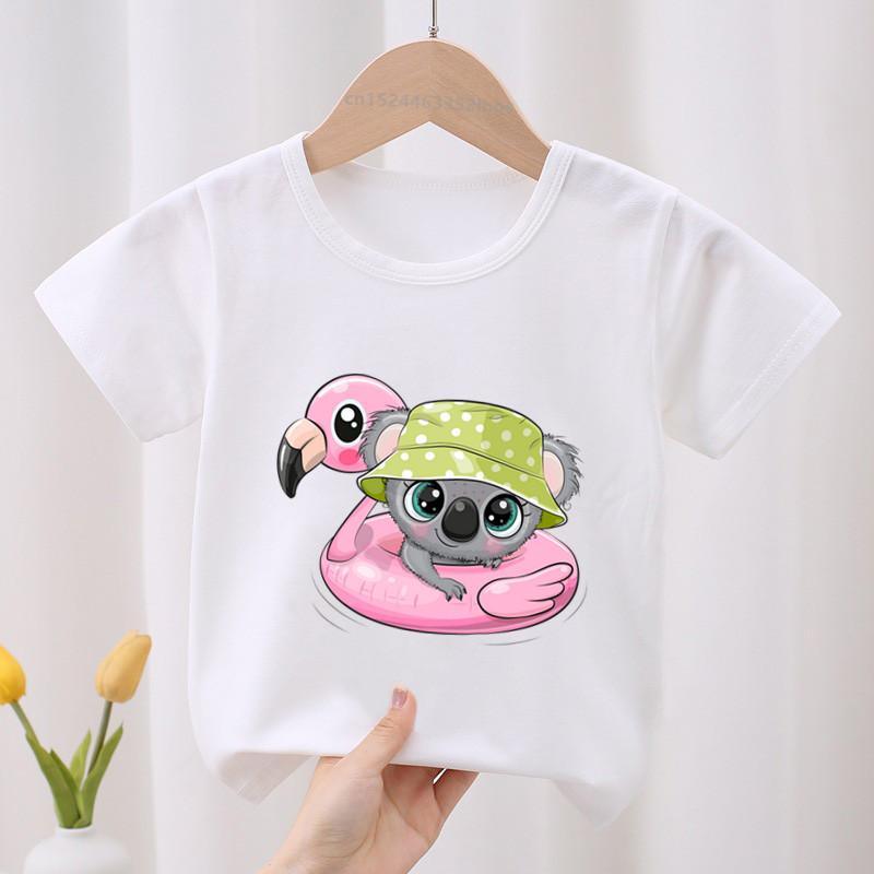 Kids Koala On The Tree Graphic Cartoon Boys T Shirts Funny Animal Girls Clothes Summer Short Sleeve Children‘s Clothing