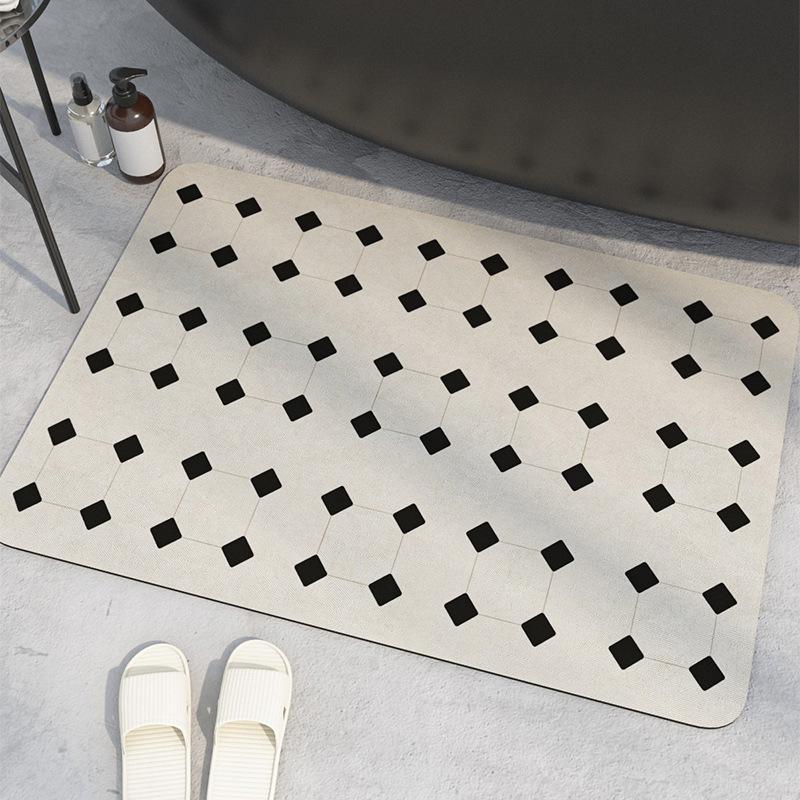 Modern Simple Marble Diatom Mud Floor Mat, Bathroom Non-Slip Floor Mat, Bathroom Door Water-Absorbing Quick-Drying Floor Mat
