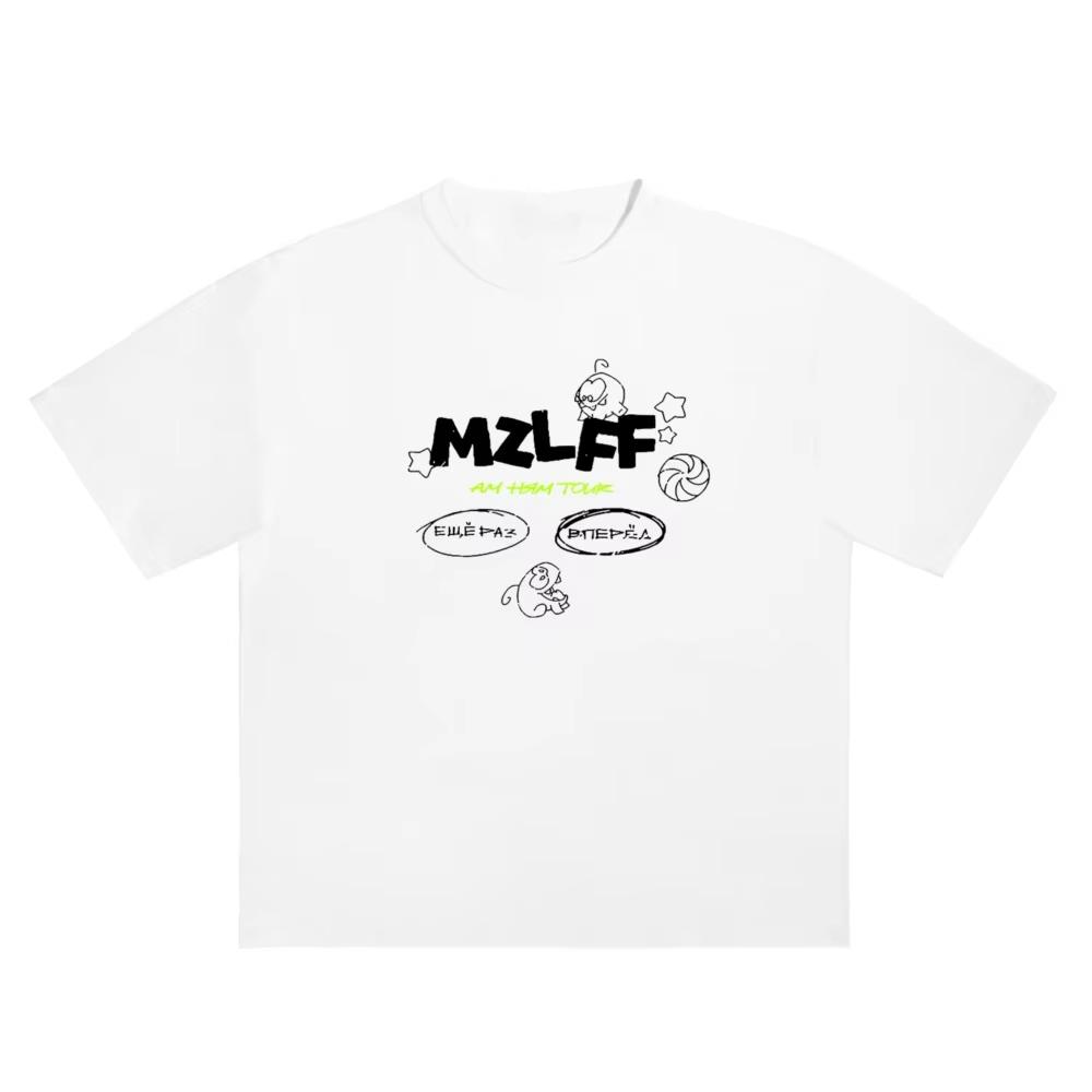 2025 New Women Tshirt Streetwear Cartoon MZLFF Print Harajuku Hip Hop Korean Short Sleeve Y2k Tops Cotton Graphic Clothing Goth