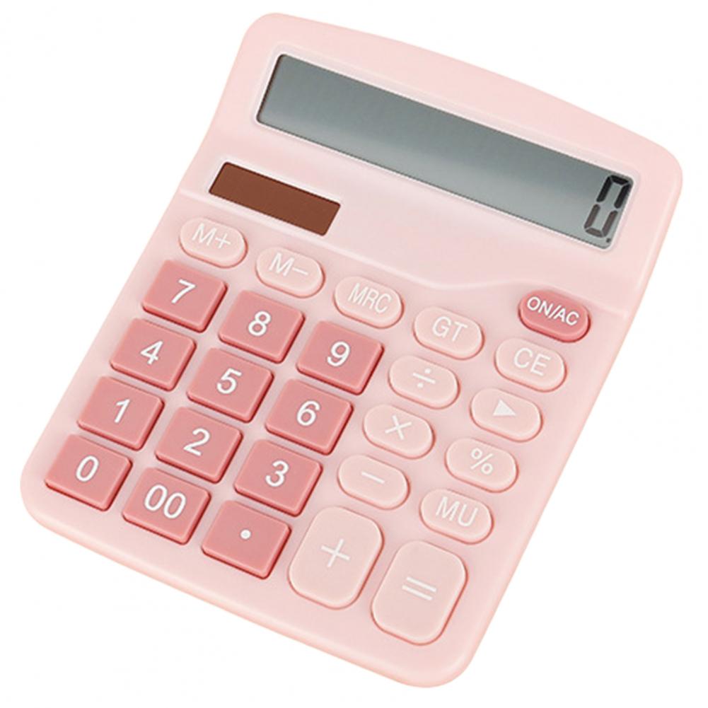 Business Calculator Comfortable Buttons Power Supply Solar Calculator 12 Digits Solar Battery Basic Office Calculator
