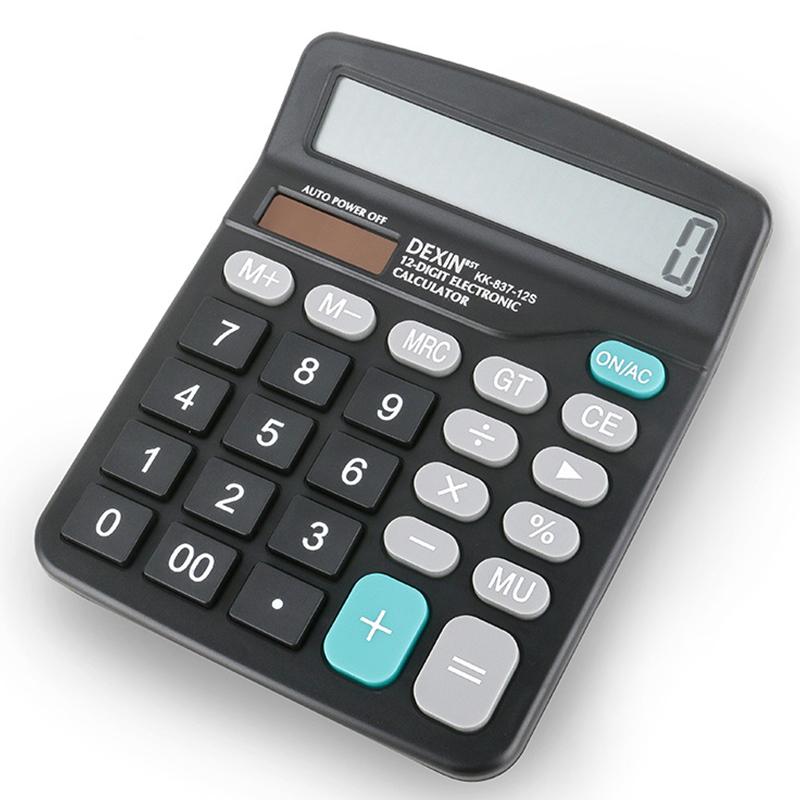 12-Digit Large Lcd Display Calculator Standard Function Calculator With Solar & Battery Dual Power For Home Basic Desktop Office