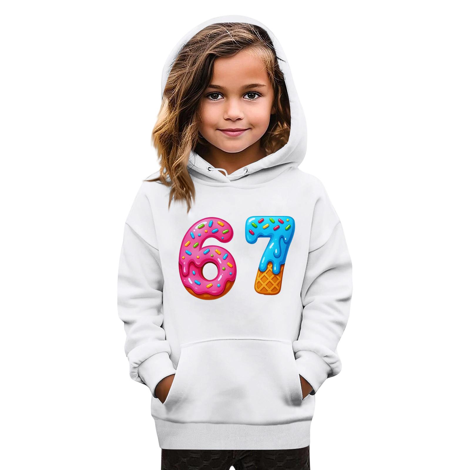 

Kids Fashion Printed Pullover Casual Long-Sleeve Crewneck Hoodie Top 160 белый