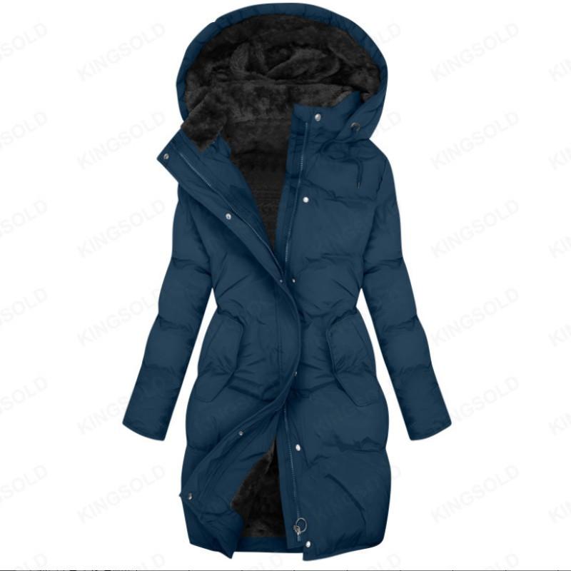 Womens Winter Thick Warm Hooded Cotton Coat With Fleece Lining Streetwear Style Slim Fit Outerwear