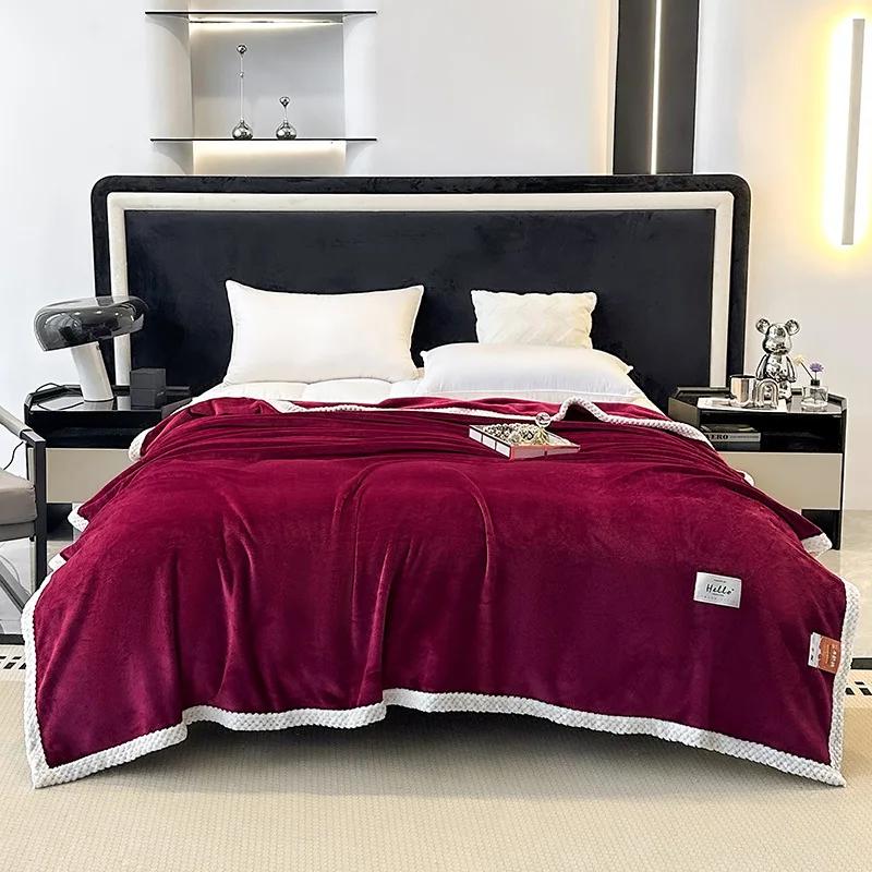 Modern Minimalist Milk Velvet Blanket All Season Universal Thick Warm Comfortable Multifunctional Air Conditioning Cover Blanket 100x150cm 1pcs бордовый