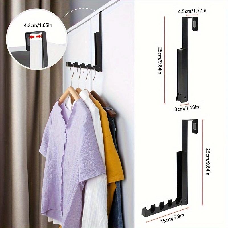25*4.5*3cm1pc Foldable Clothes Door Rear Hanger Without Punching,four-grids Strong Load-bearing Retractable Wall Mounted Rack.