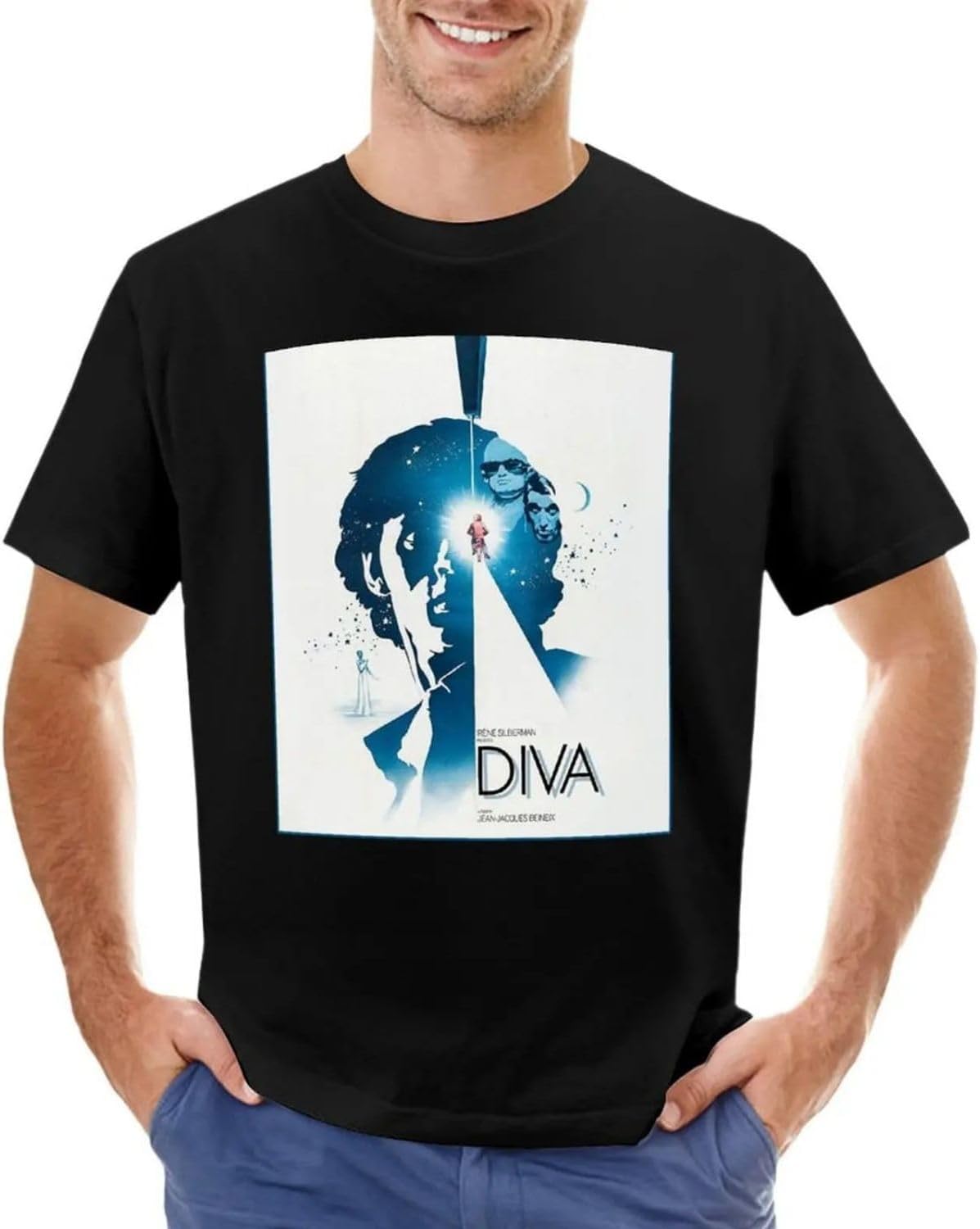 Diva Theatrical Poster T Shirt Summer Tops Oversized t Shirt Oversized t Shirts Mens Plain t S чёрный