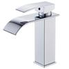 Single-Hole Stainless Steel Polished Modern Square Design Single Handle Deck Bathroom Ceramic Valve Core Waterfall Basin Mixer