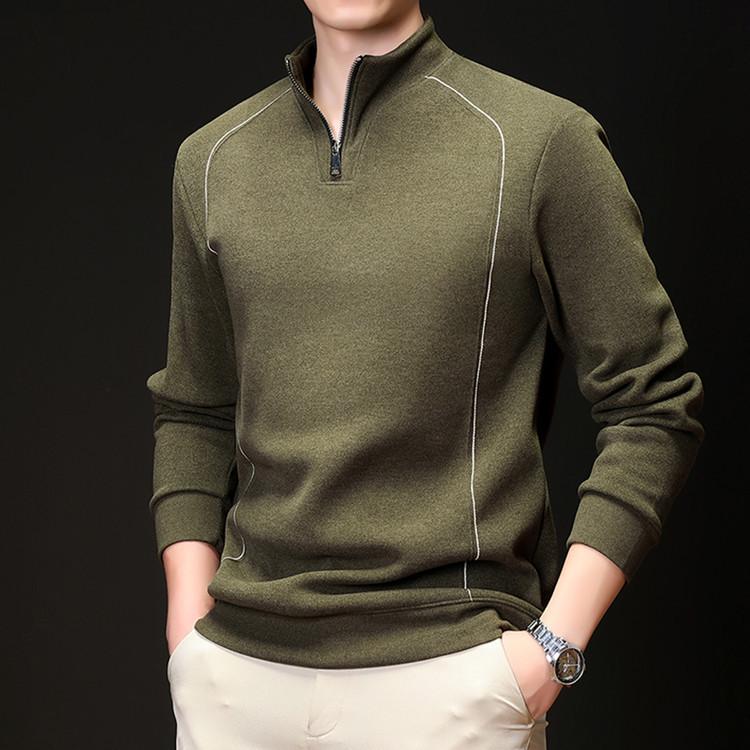 

Winter 2025 Men s High-End Fashion: Warm Plus Velvet Half-Zip Stand Collar Sweatshirt 190/100A