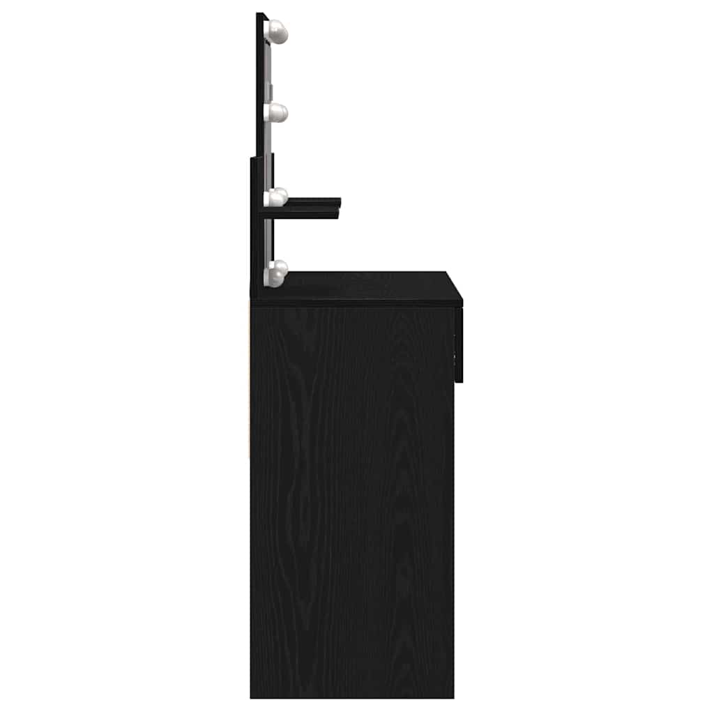 Makeup Table with Shelf Black Oak Effect 100 x 40 x 130 cm
