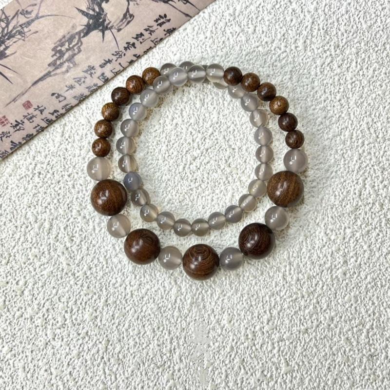 Chinese Style Wooden Beads Double Layered Wearing Simple Personality Versatile Bracelet Jewelry