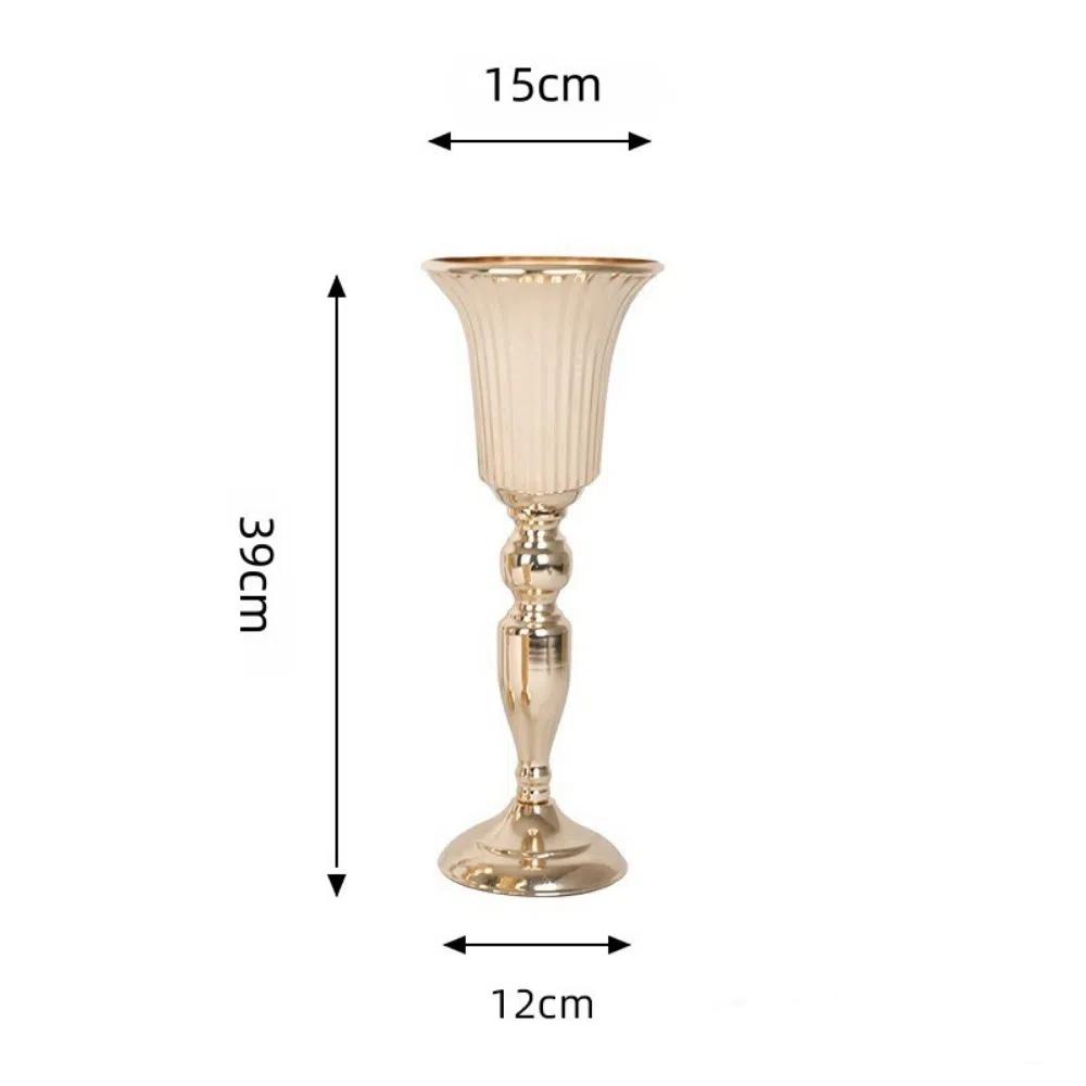 Golden Candle Holder Metal Art Flowers Vase Creative Flower Stand Wedding Party Props