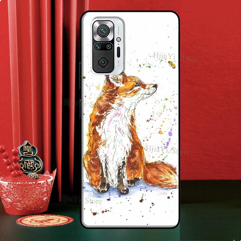 Watercolor Painting The Fox Case For Xiaomi Redmi Note 12 Pro 11 9 8 10 Pro 9S 10S 11S 12S Redmi 12C 9C 10A 10C Cover