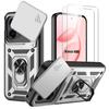 Case for Honor 400, Shockproof with Camera Cover Scratch-Resistant Rigid - Silver - 2 Tempered Glasses