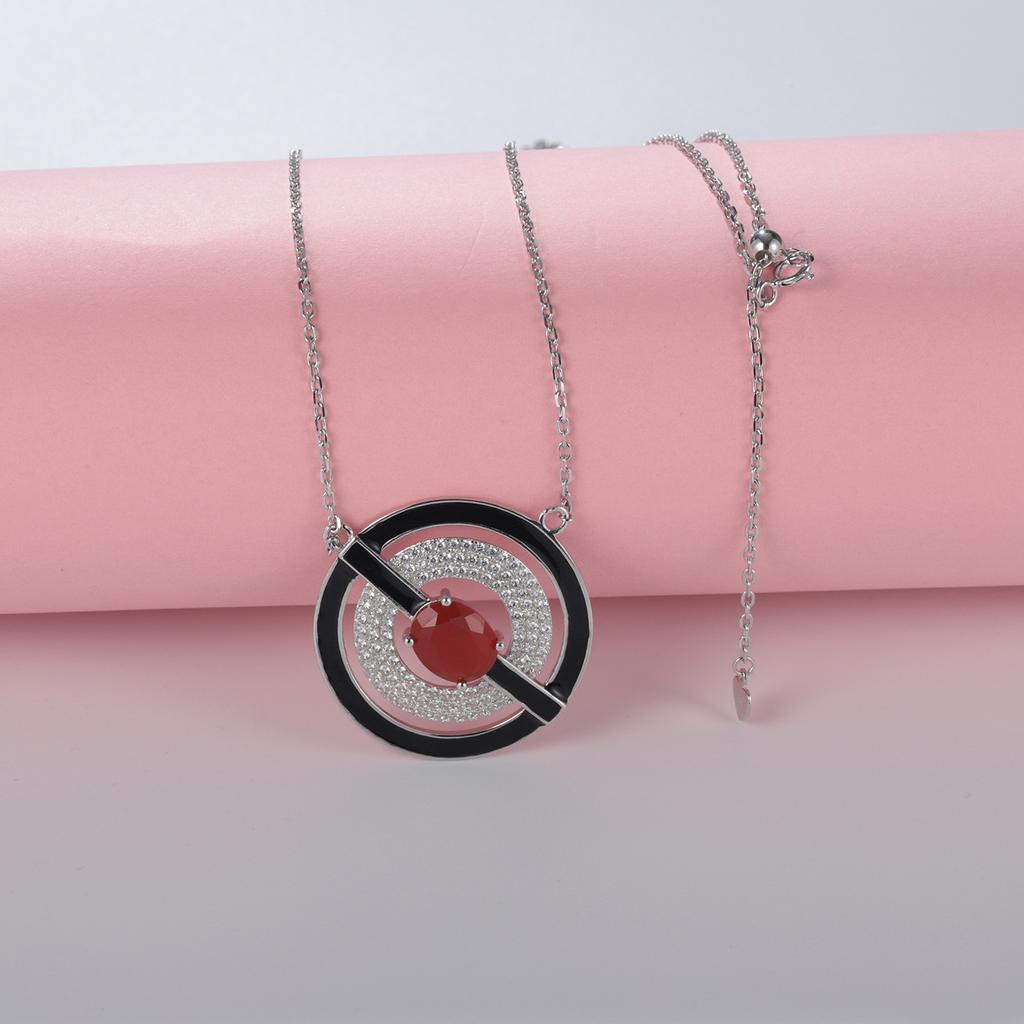 Original Designer Natural Topaz Enamel Pendant, Personalized Ring Design 925 Silver Colored Gemstone Necklace Pendant