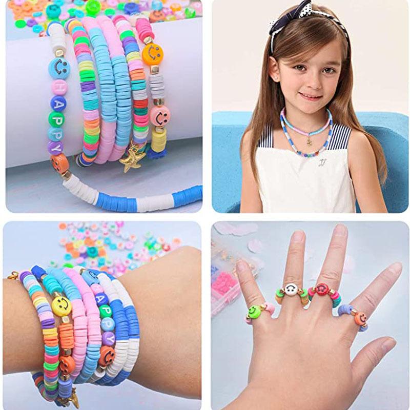 4394PCS/BOX 6MM Polymer Clay Beads Set Rainbow Color Clay Flat Chips Beads Bracelet Making Set DIY Boho Jewelry Materials Accessories Kit
