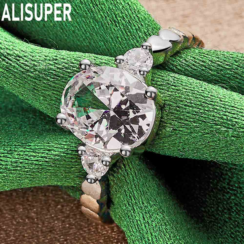 Anello in argento sterling 925 con zirconi AAA e ciondolo alla moda per matrimonio