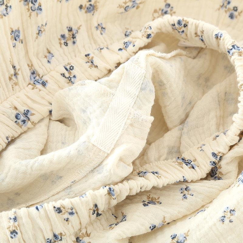 Women's Floral Double-Layer Cotton Gauze Pajama Set - Long Sleeve, Spring/Autumn