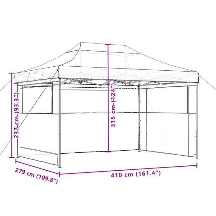 VidaXL Tente de réception pliable escamotable avec 3 parois latérales, tente, tente à auvent, auvent de gazebo, tente 4005017