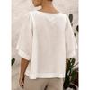 Women Casual Fashion Versatile V Neck Solid Color Shirt