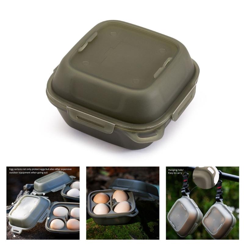 Practical 4 Compartment Eggs Container With Shockproof Silicone Protections Eggs Holder for Outdoor Camping Picnics