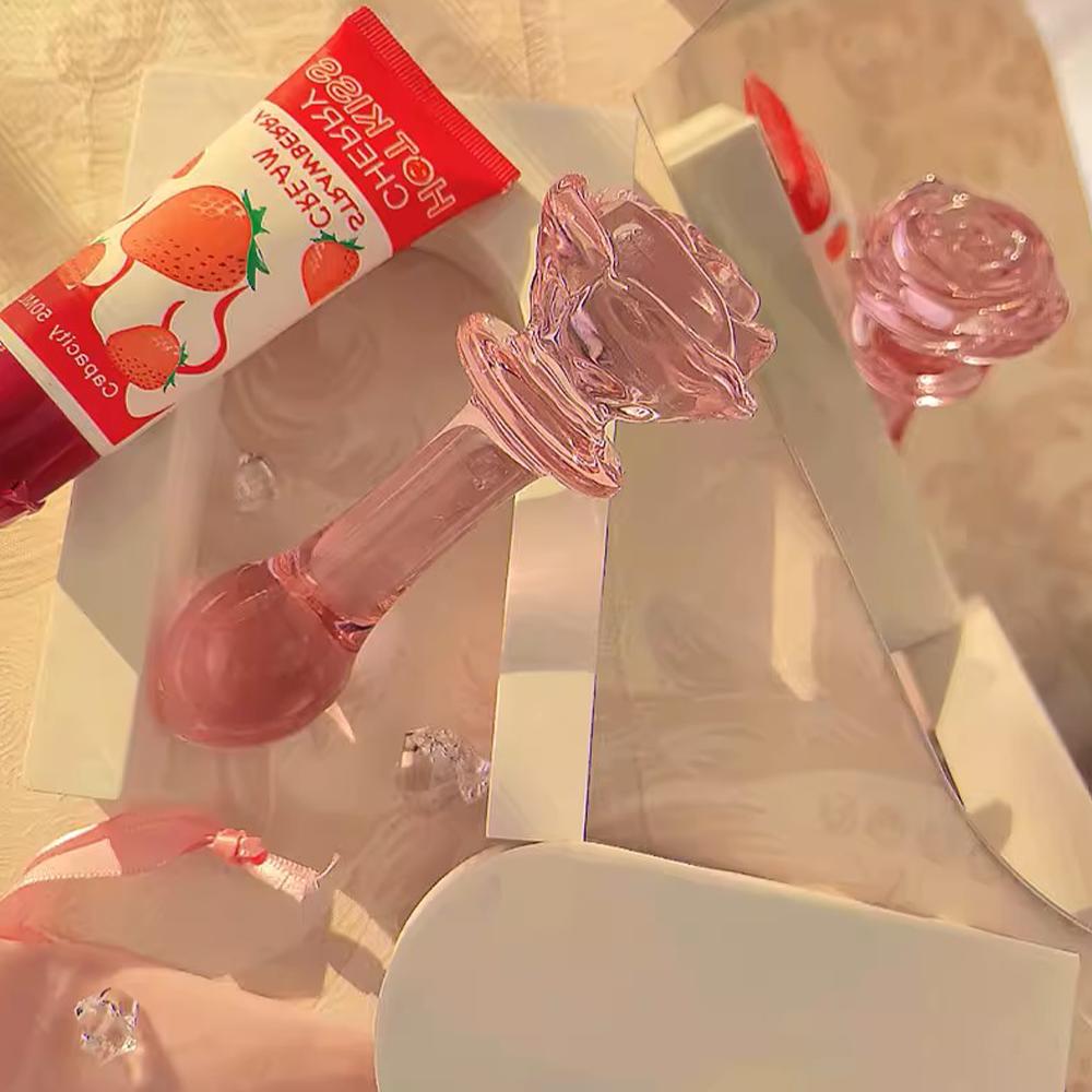 Kristallrose Glas Analplug Rosa Perle Analplug Glas Spielzeug Analspielzeug Kreatives Sexspielzeug Für Männer Für Frauen Brokatbox Verpackung