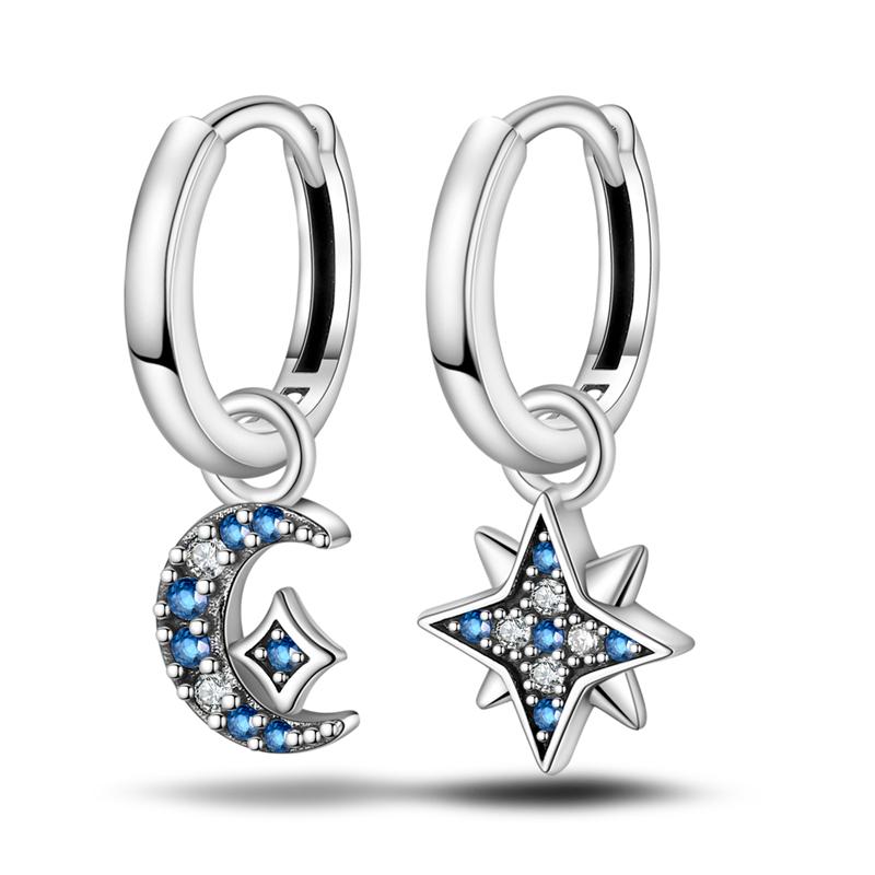 925 Silver Mysterious Star Moon Earrings Jewelry Versatile Hoop Earrings For Women Jewelry Birthday Party Fine Gifts