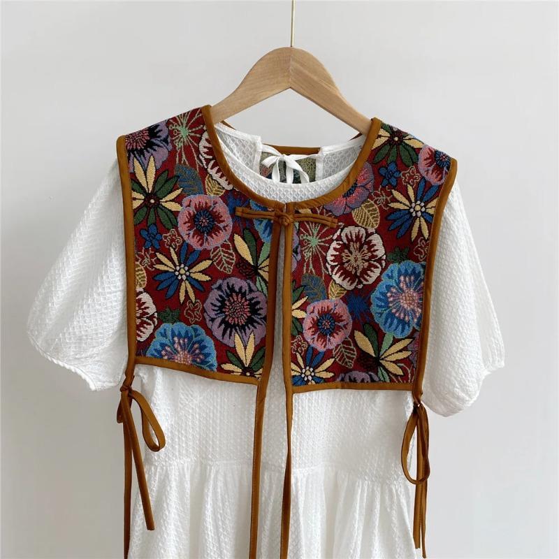 Vests Women Embroidery Lace Up Chic Vintage All Match Casual Korean Fashion Summer Classic Prevalent Waistcoat Harajuku Delicate