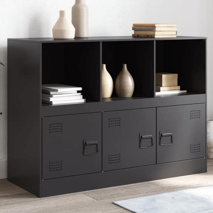 VidaXL Buffet noir 99x39x73 cm acier, armoire, placard, buffet haut, armoire latérale, armoire de rangement, organisateur de 841787