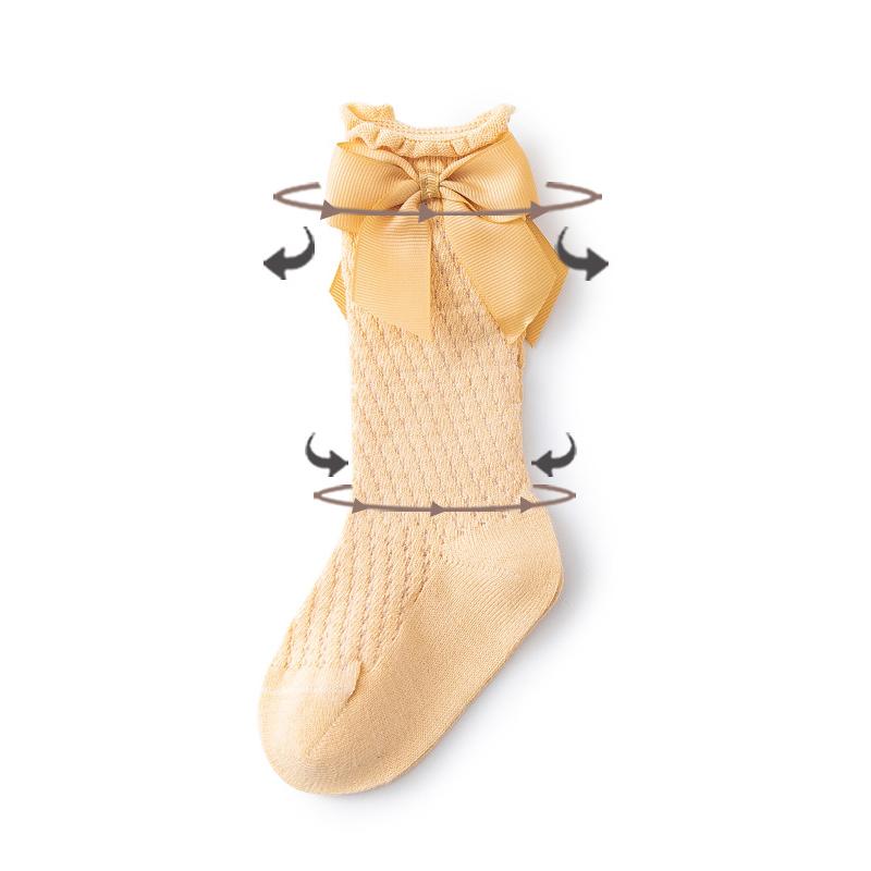 Newborn Baby Girl Socks New Kids Bow Knee High Socks Toddler Soft Cotton Summer Bowknot Hollow Out Children Royal Princess Socks