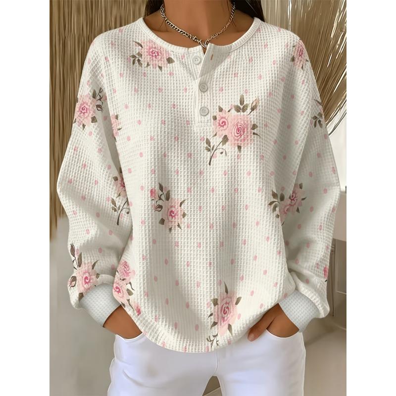 Women's Sweatshirt Rose Polka Dot Retro Elegant Print