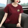 Short-sleeved T-shirt for Women, Summer New Trend Printing Middle-aged Korean Version Loose T-shirt Large Size Fat MM Top