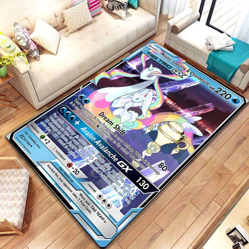Pokemon Karten Serie Anime Poster Großer Teppich 3D Teppiche Zuhause für Wohnzimmer Kinderzimmer Sofa Fußmatte Dekor Kind Bodenteppich