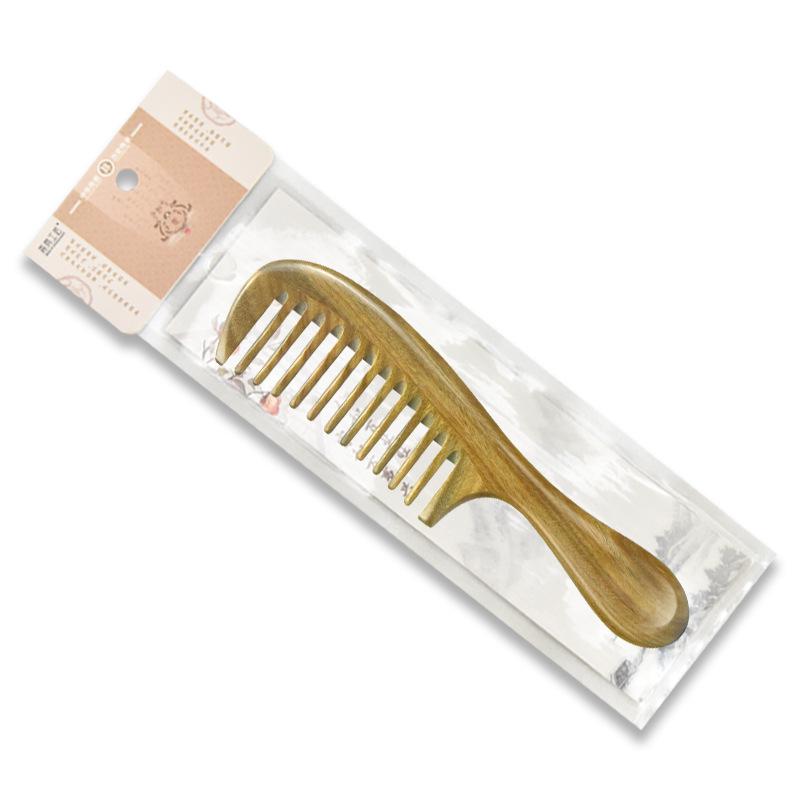 Large Jade Sandalwood Comb - Thick Wide Tooth Curling with Custom Engraving Option