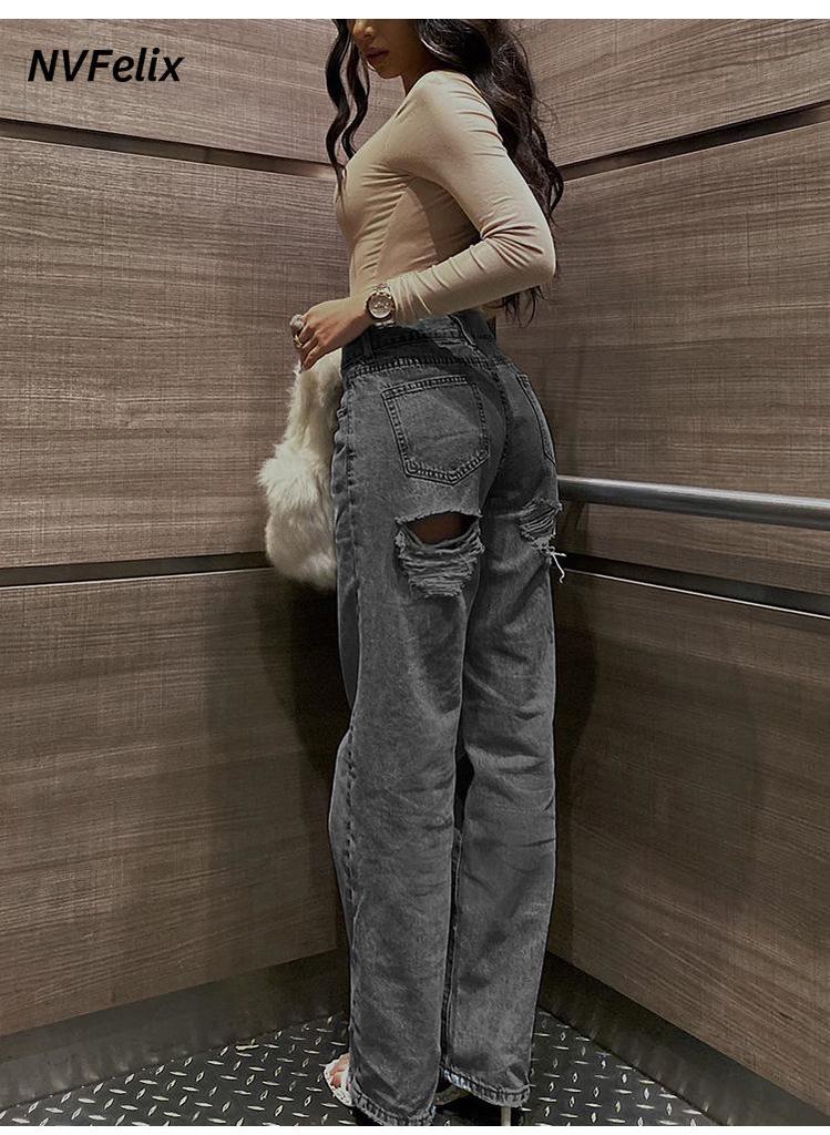 High-Waisted Ripped Slim-Fit Fashion Jeans for Women