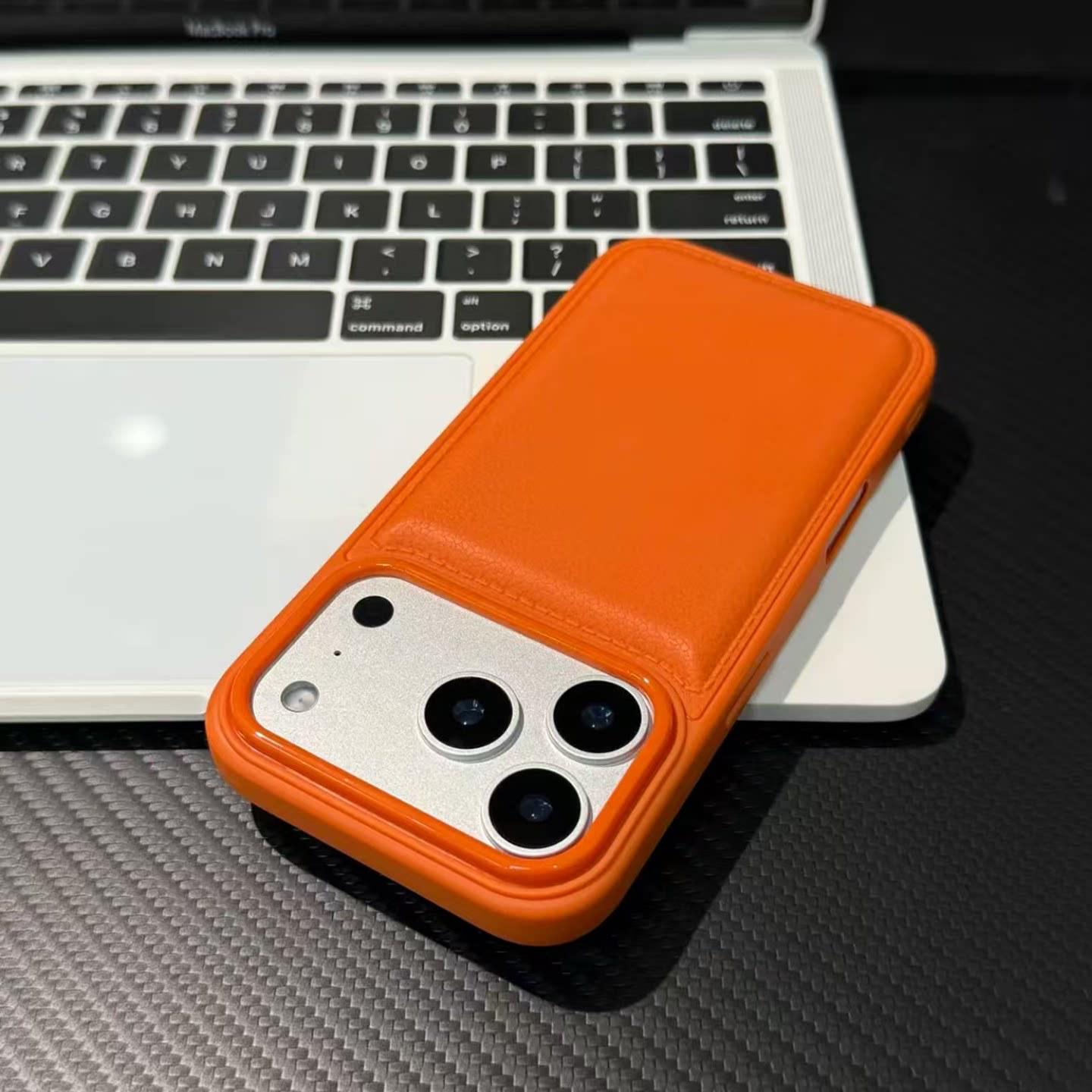 

Leather Texture Phone Case for Apple iPhone 17 Pro Max/16 Pro Max/15 Pro/14 Pro - Large Hole, Frosted, Simple Design Apple 13/14