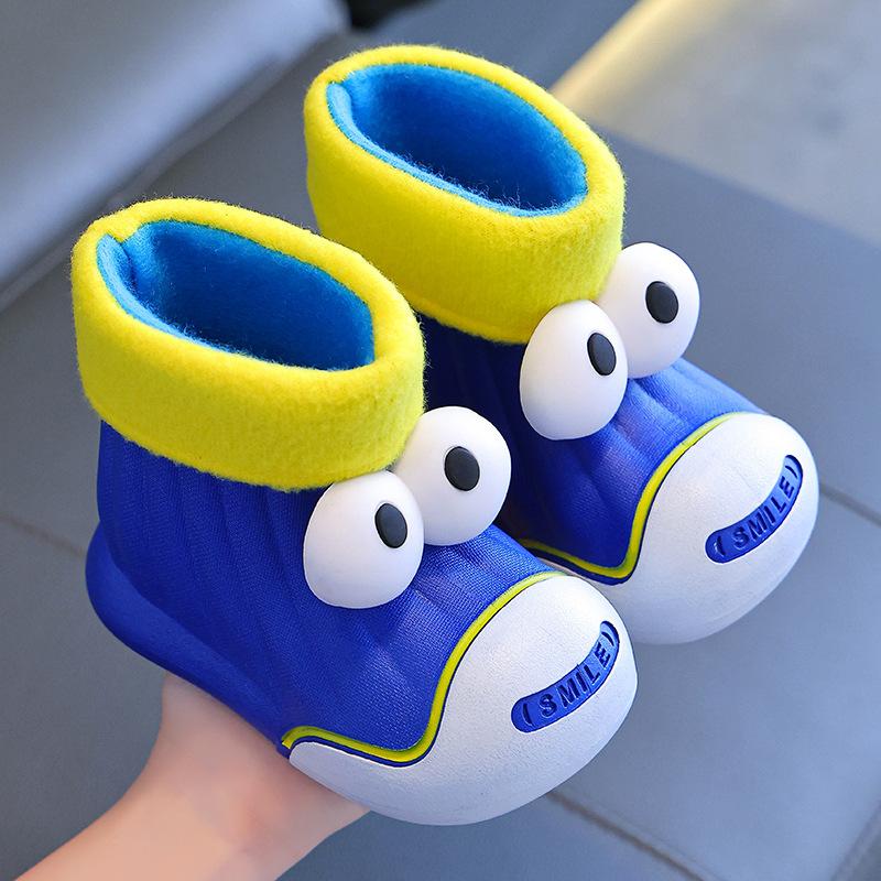 

Детские резиновые сапоги для мальчиков и девочек, детские флисовые дождевые сапоги, студенческая водонепроницаемая нескользящая резиновая обувь для малышей 24/25Code(Insole Length15 сапфир синий