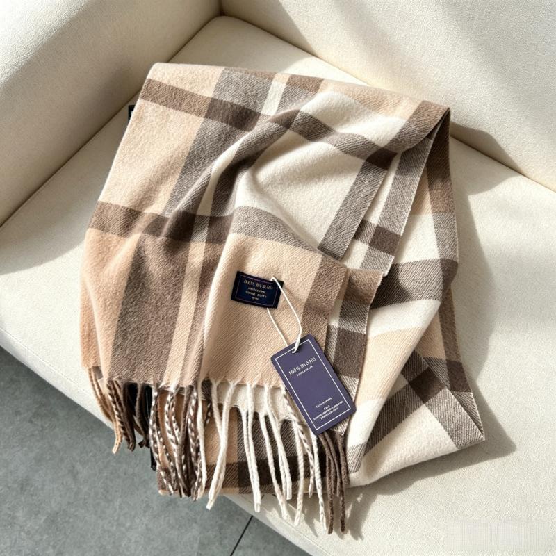 Brown British plaid fringed scarf women's winter Korean version imitation cashmere thickened shawl versatile warm scarf men's trend